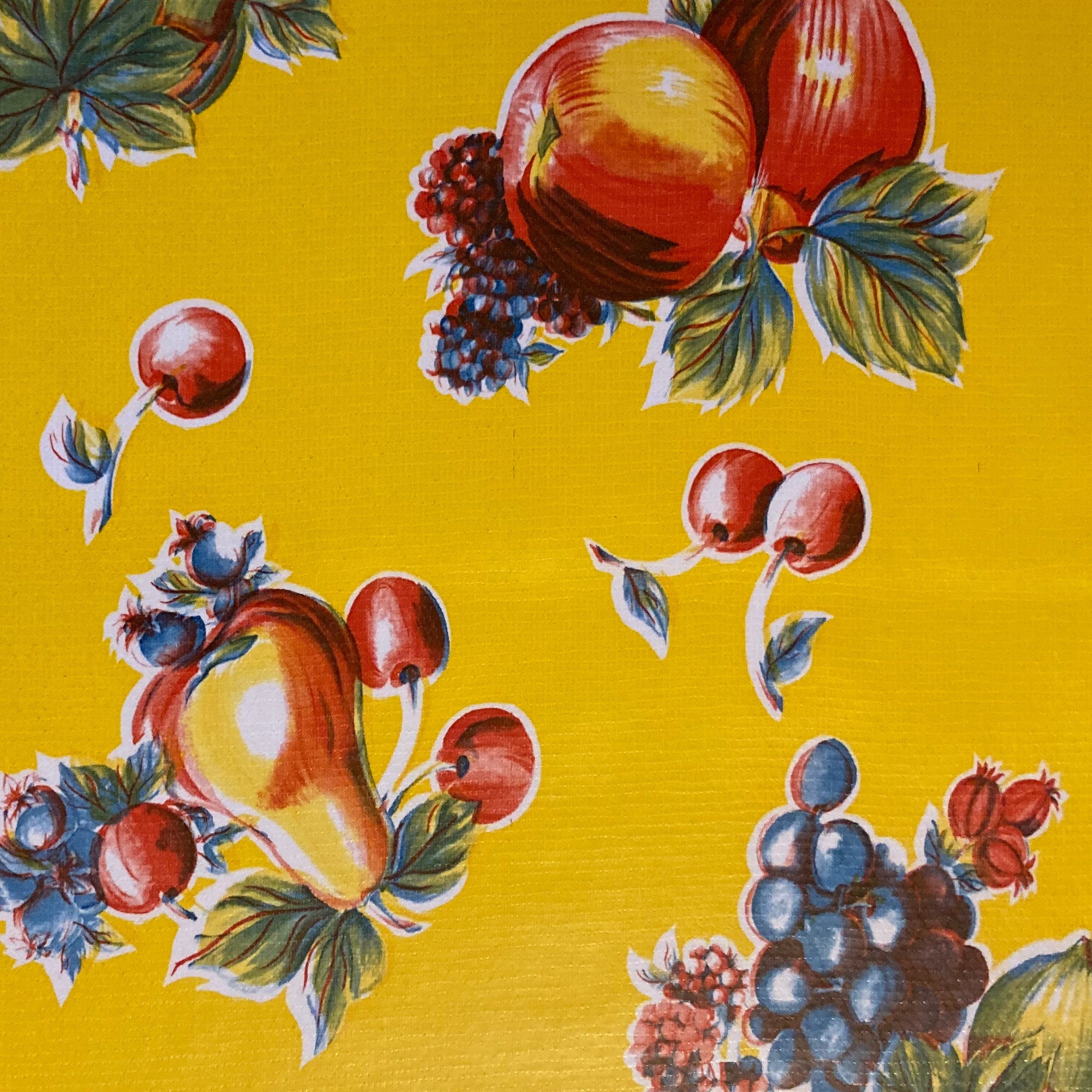 Pears and Apples Yellow Oilcloth Tablecloth