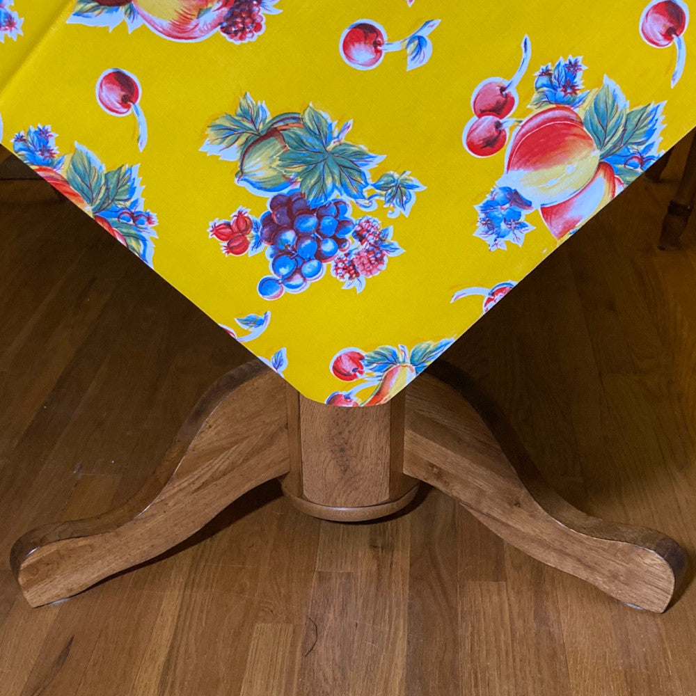 Pears and Apples Yellow Oilcloth Tablecloth
