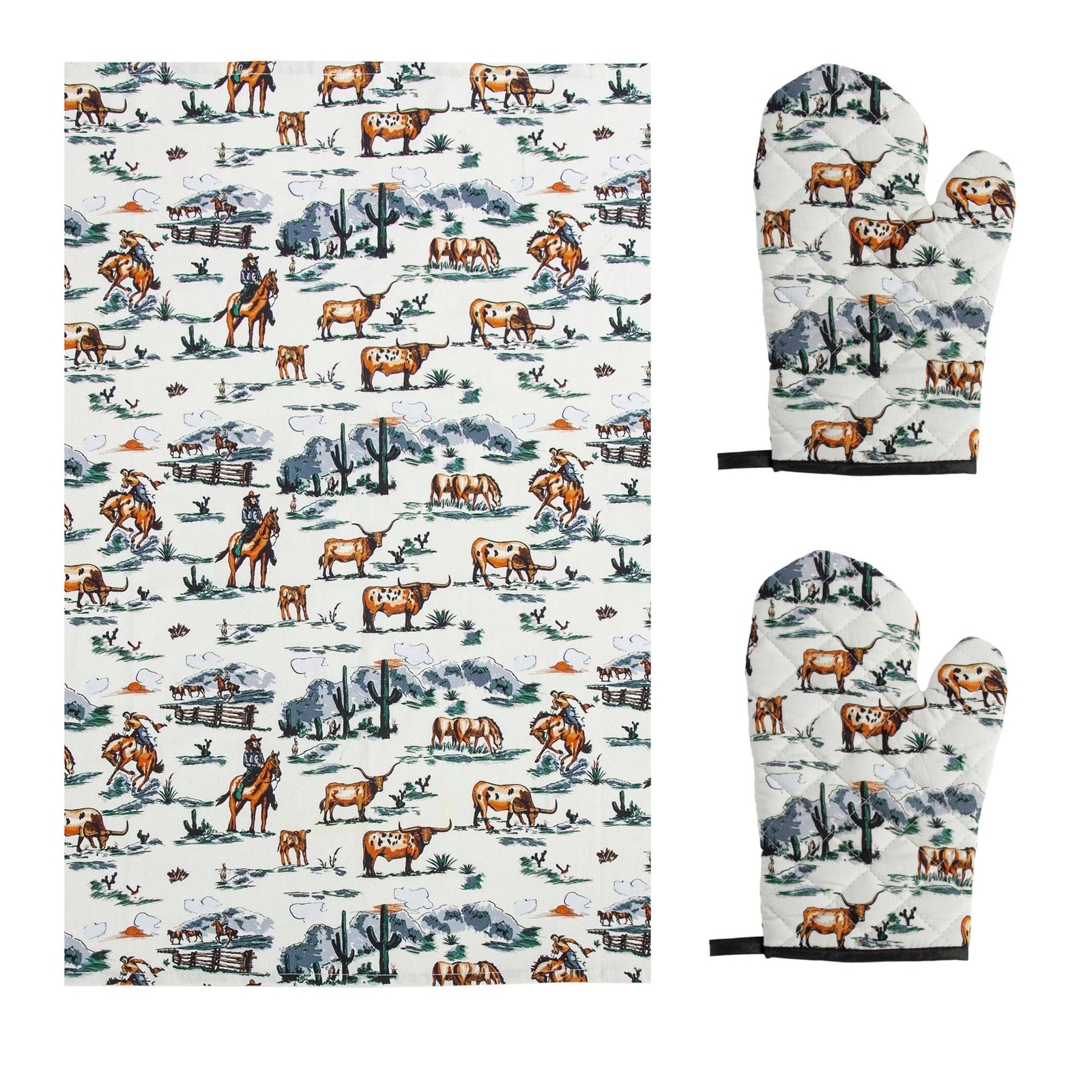 Ranch Life Tea Towel and Oven Mitt 3 Pc. Set