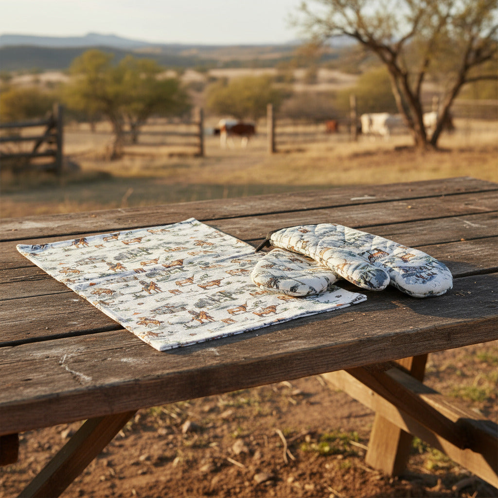 Ranch Life Tea Towel and Oven Mitt 3 Pc. Set