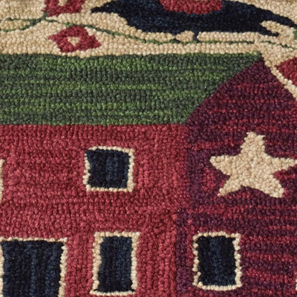 Red House Hooked Accent Rug - Retro Barn Country Linens
