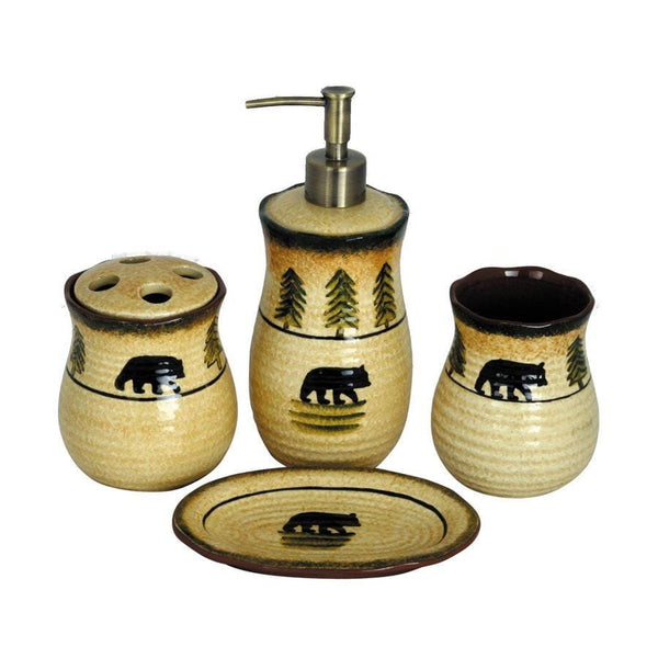 Rustic Bear Forest Bath Accessory Set