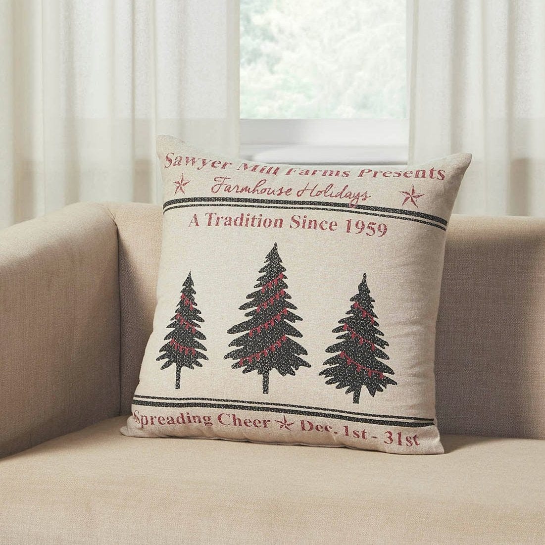 Sawyer Mill Holiday Tree Pillow