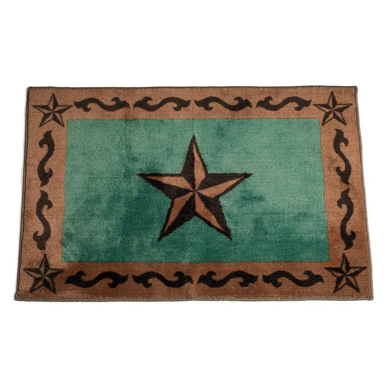 Turquoise Star Scroll Latex Backed Kitchen/ Bath Rug