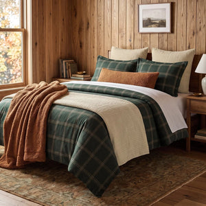 Green Windowpane Plaid Comforter/ Duvet Cover Set