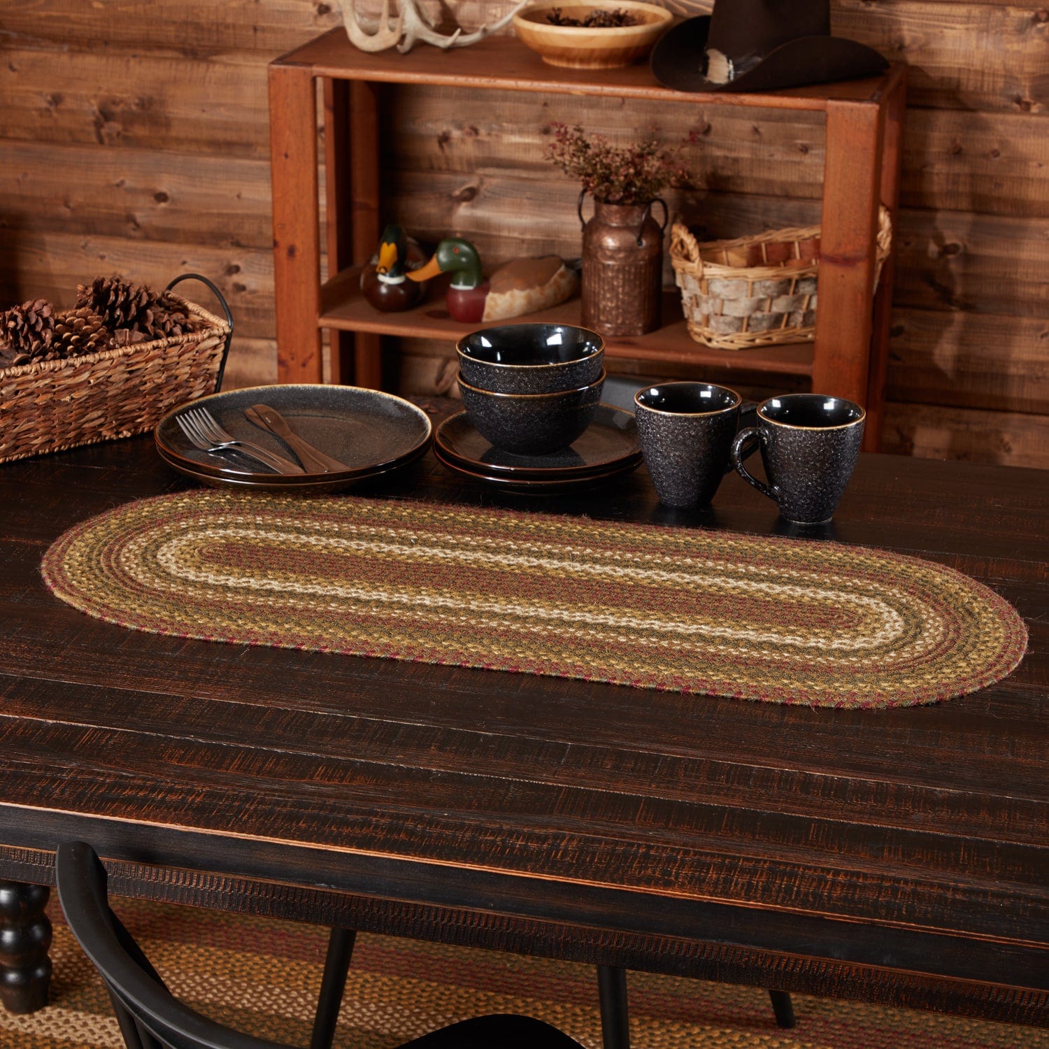 VHC Brands Tea Cabin Braided Jute Table Runner - Thumbnail 3