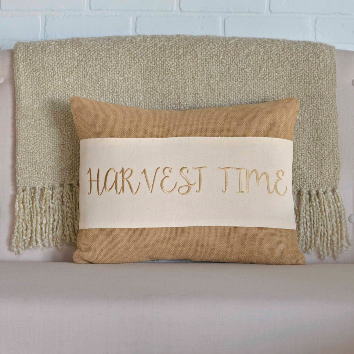 Harvest Time Embroidered Pillow