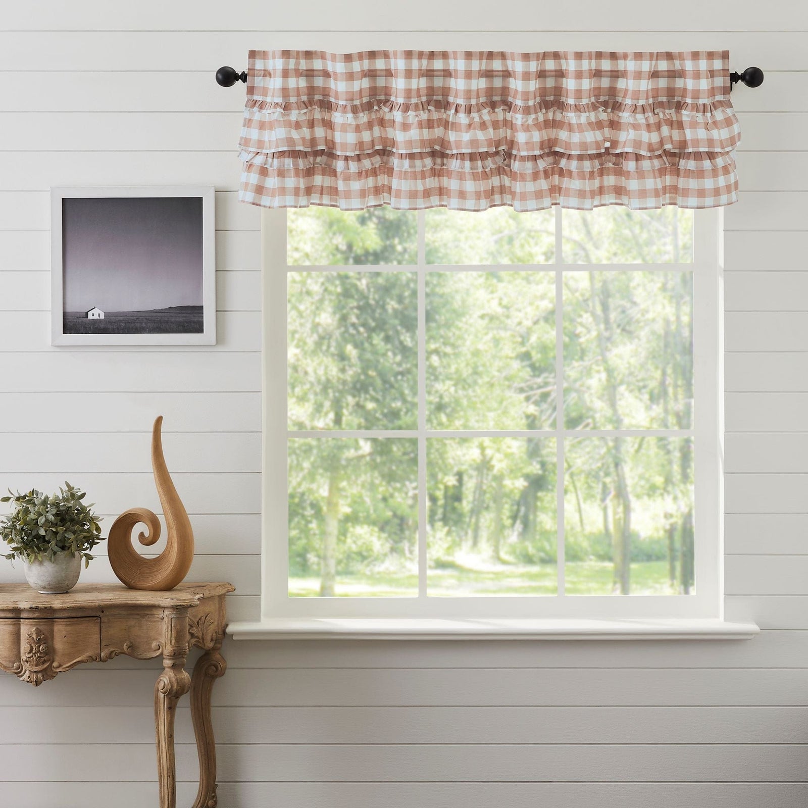 Annie Buffalo Check Ruffled Valance - Portabella