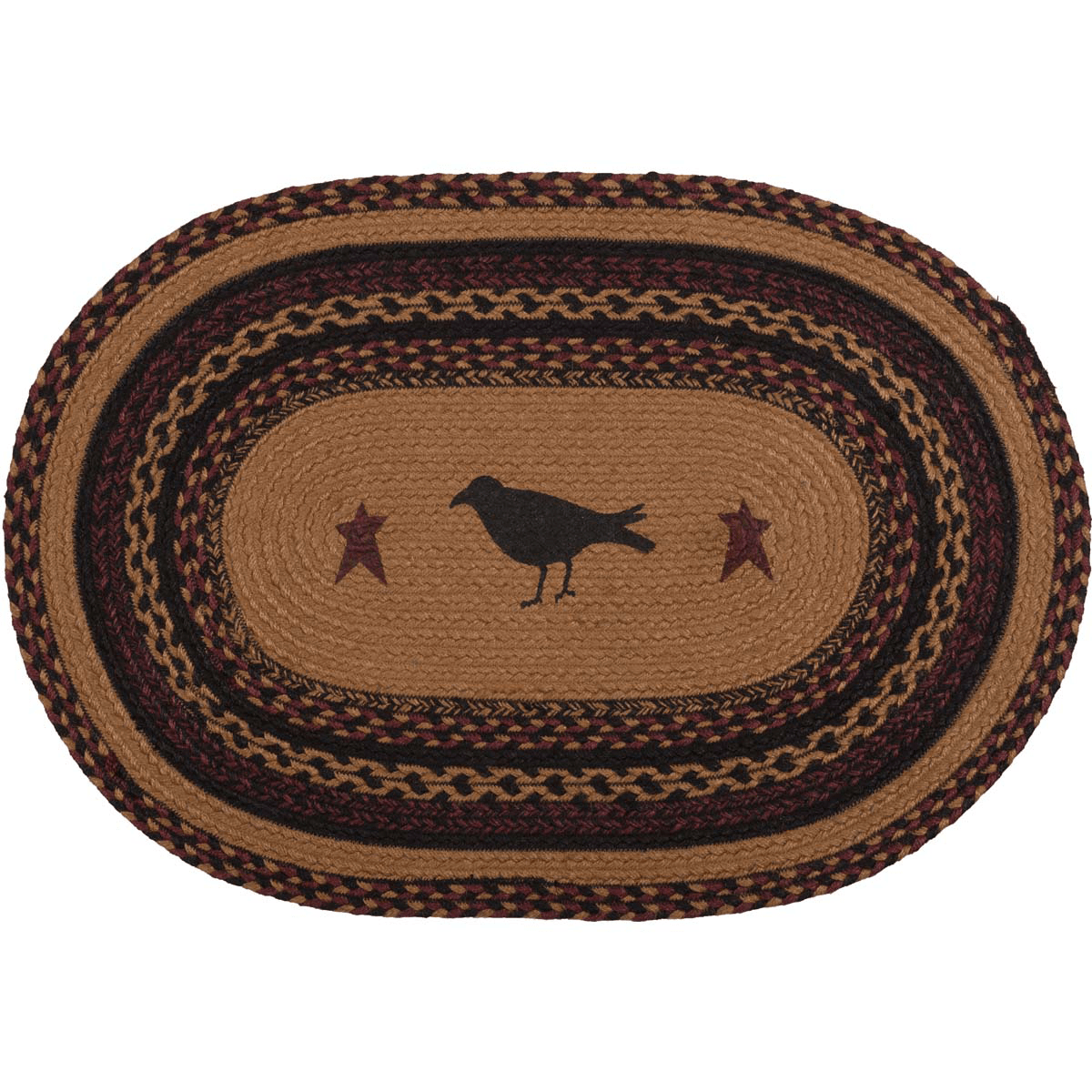 Tan Crow Rug Heritage Farms Oval Crow Rug - Retro Barn Country Linens