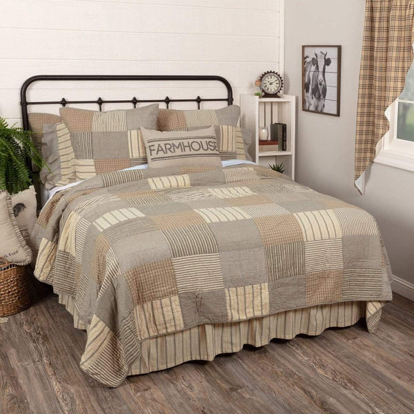 Sawyer Mill Charcoal Block Queen Quilt + 2 Shams