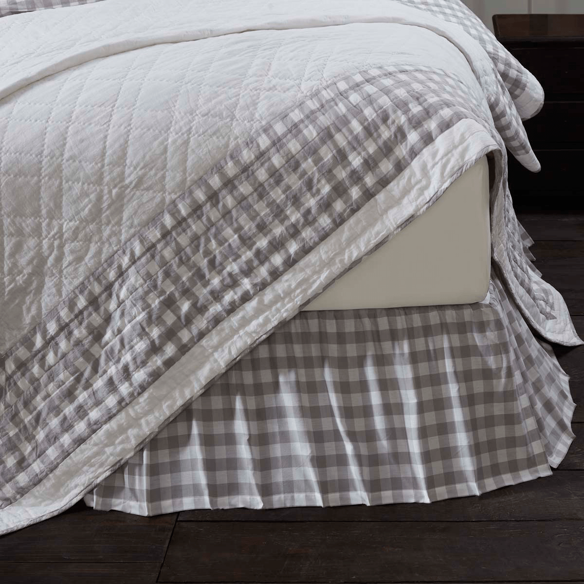 Annie Buffalo Check Bedskirt - Grey