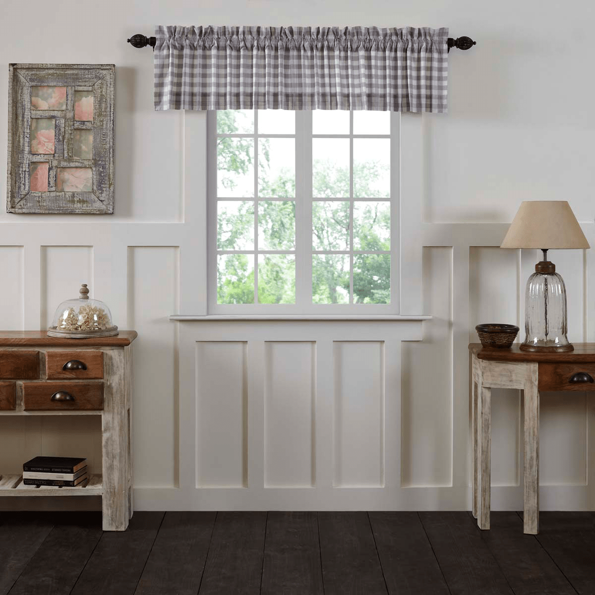 Annie Buffalo Check Valance - Grey
