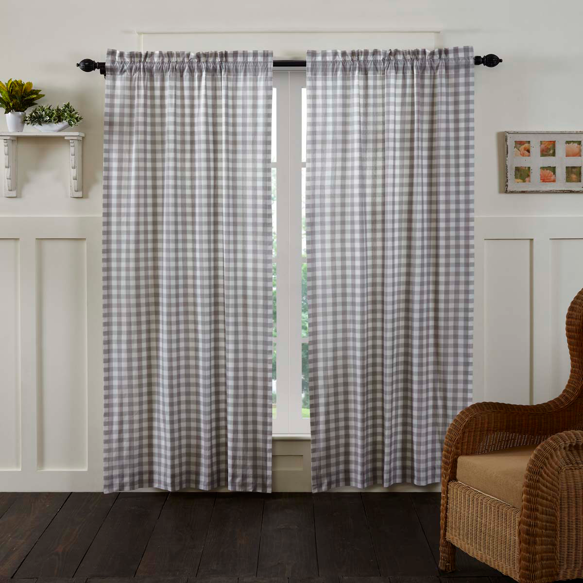 Annie Buffalo Check 84" Panel Set - Grey