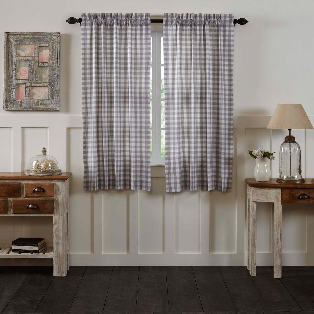 Annie Buffalo Check 63" Panel Set - Grey