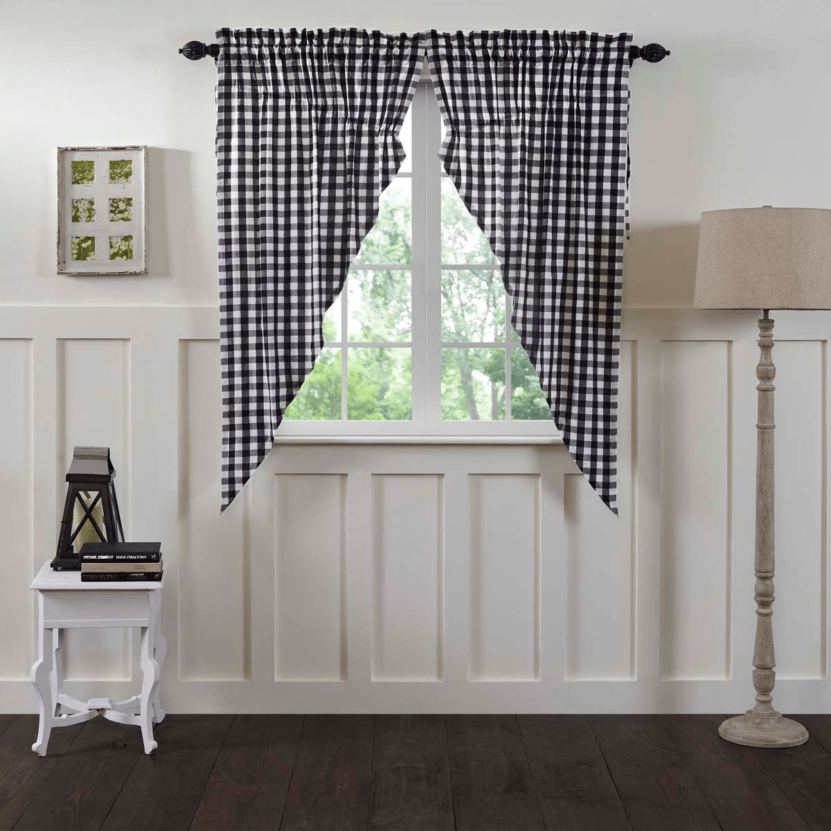 Annie Buffalo Check Prairie Curtain - Black