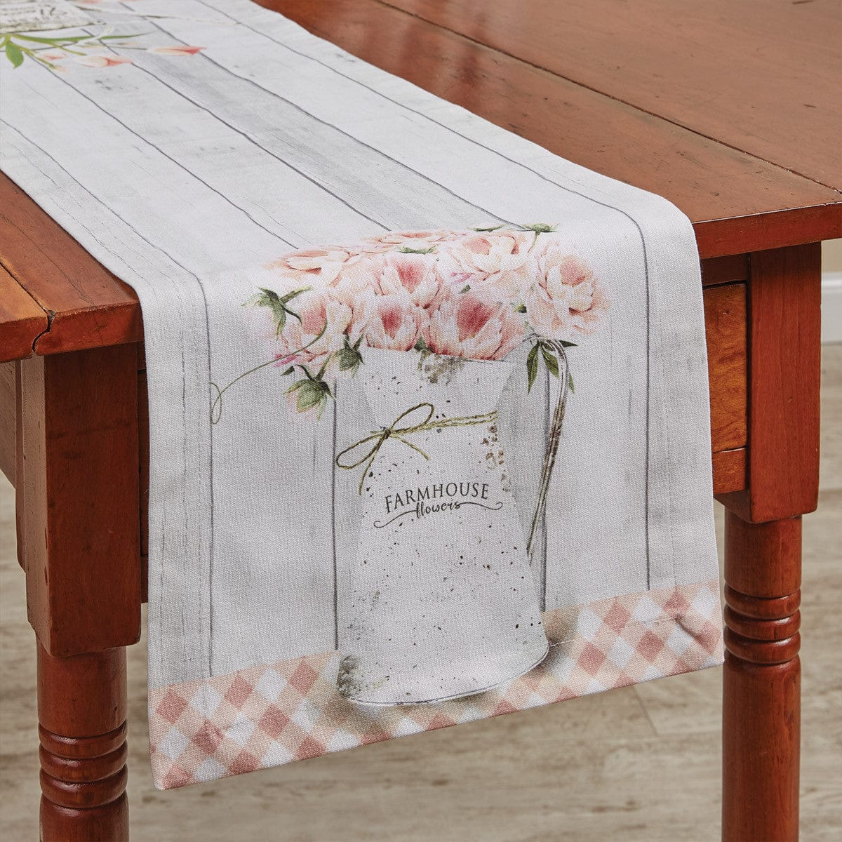 Farmhouse Peonies Table Runner 42"