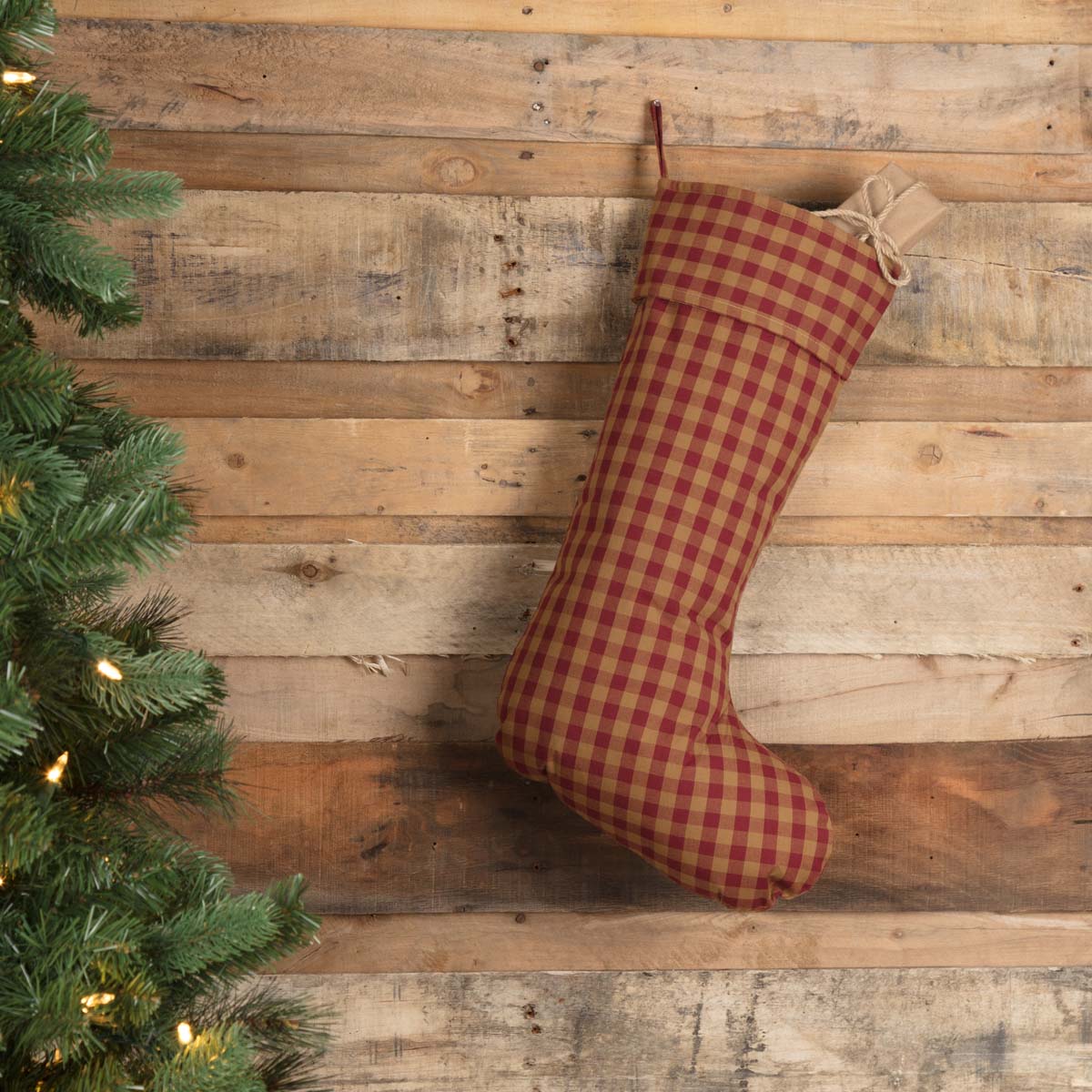 Burgundy Check Stocking