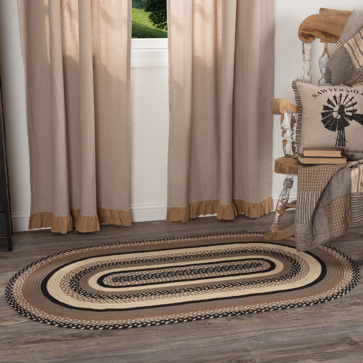 Sawyer Mill Charcoal Braided Oval Rug