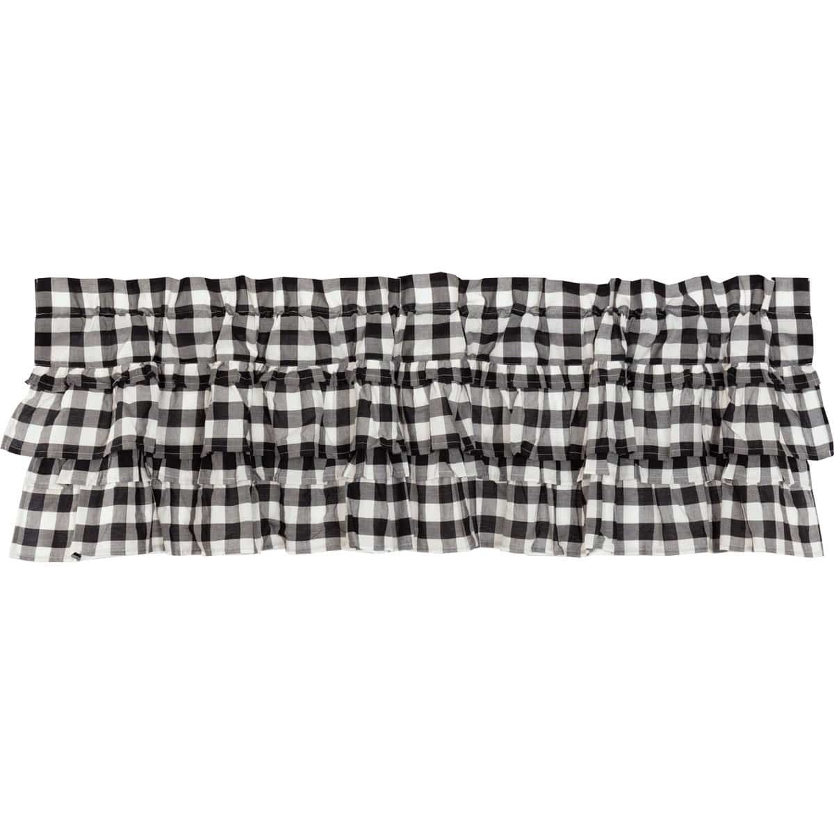 Annie Buffalo Check Ruffled Valance - Black