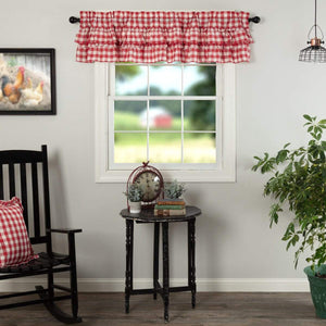 Annie Red Check Ruffled Valance