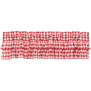 Annie Red Check Ruffled Valance