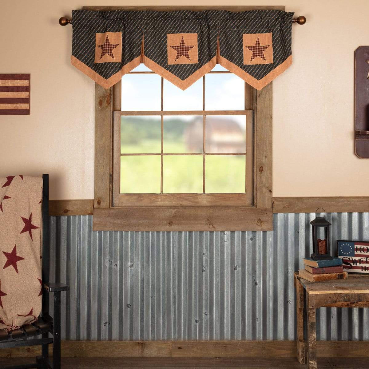 Patriotic Patch Star Block Valance