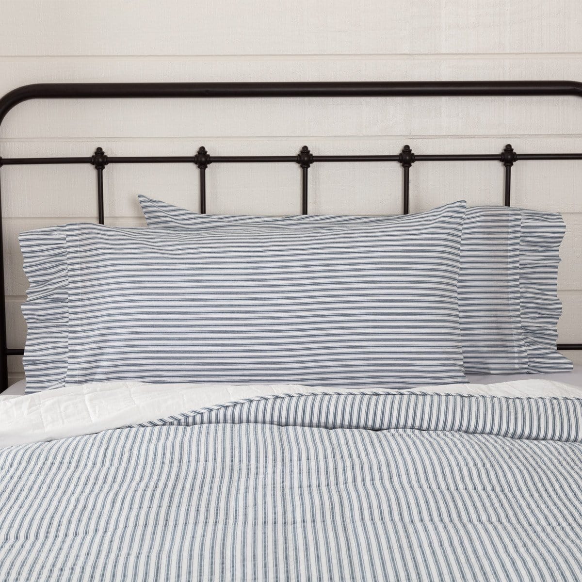 Sawyer Mill Blue Ticking Stripe Pillow Case Set