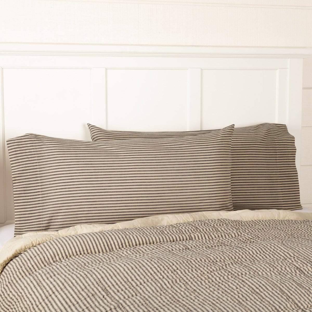 Sawyer Mill Charcoal Ticking Stripe Pillow Case Set