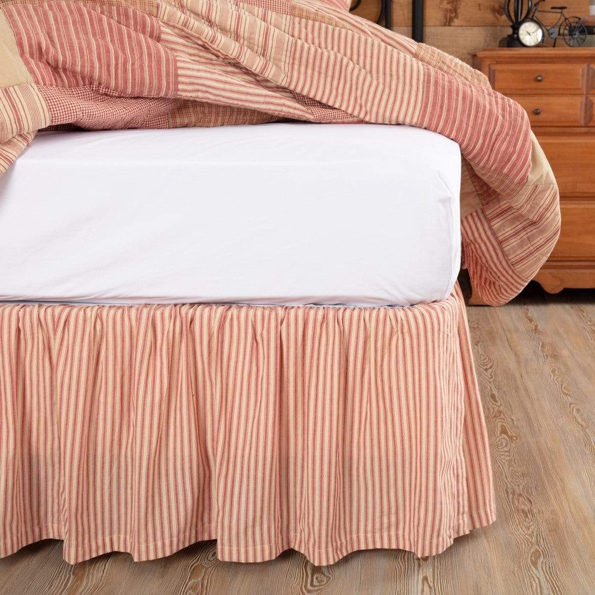 Sawyer Mill Red Ticking Stripe Bedskirt 16"