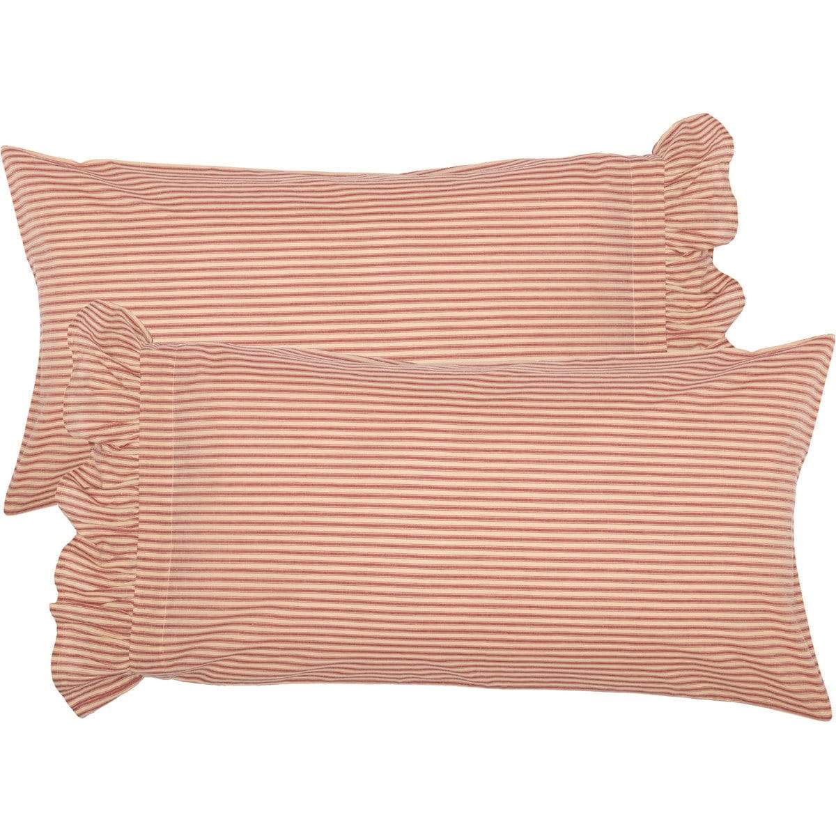 Sawyer Mill Red Ticking Stripe Pillow Case Set