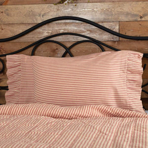 Sawyer Mill Red Ticking Stripe Pillow Case Set