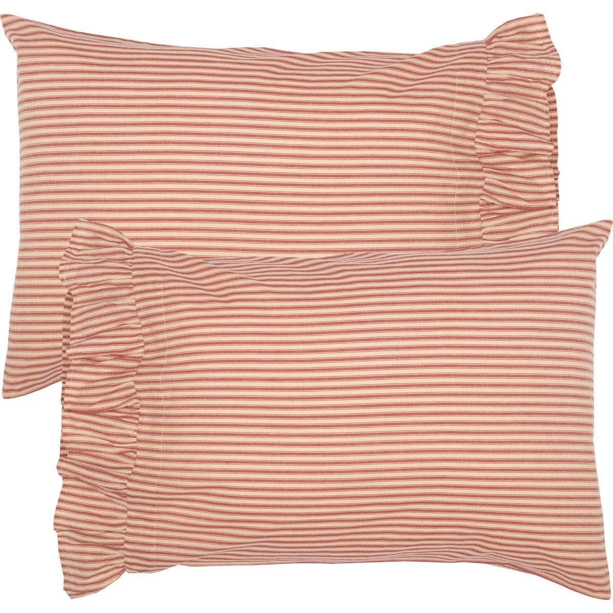 Sawyer Mill Red Ticking Stripe Pillow Case Set