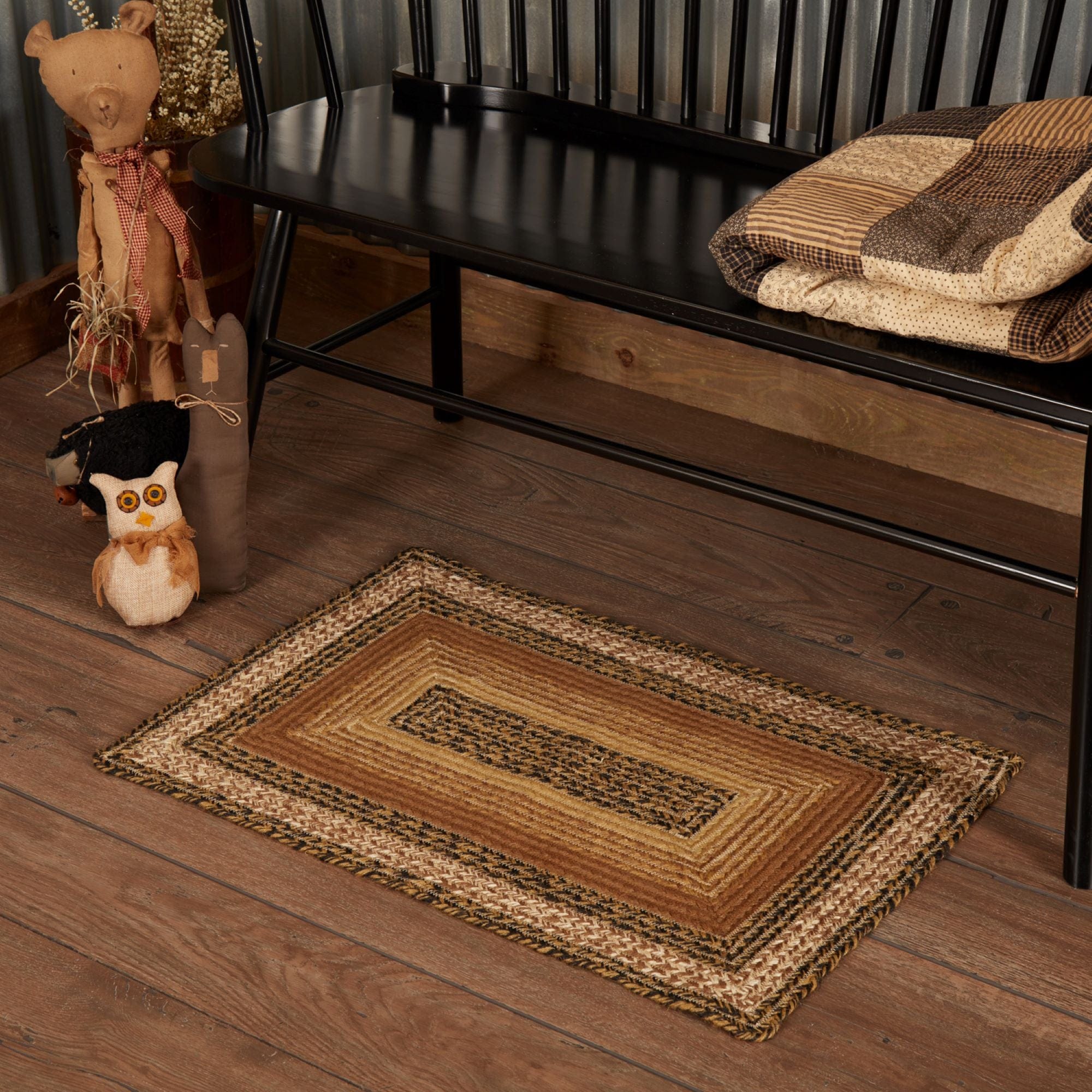 Kettle Grove Rectangle Braided Rug w/ Pad