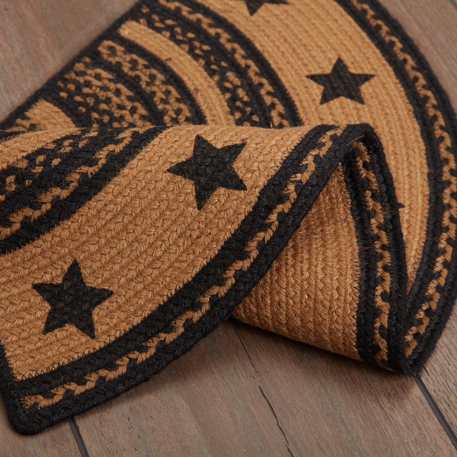 Farmhouse Half Circle Stencil Star Rug w/ Pad