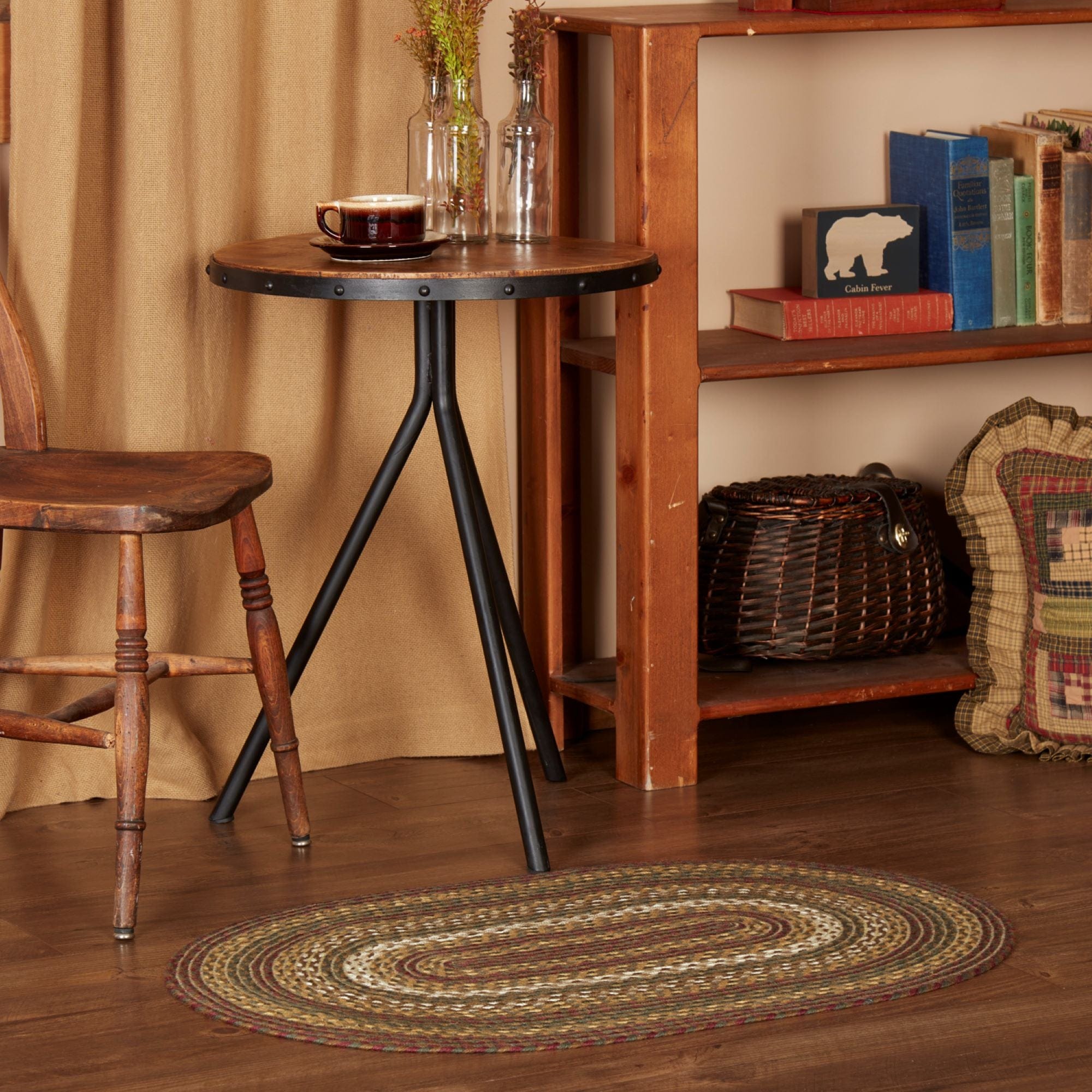 Tea Cabin Braided Oval Rug W/ Pad