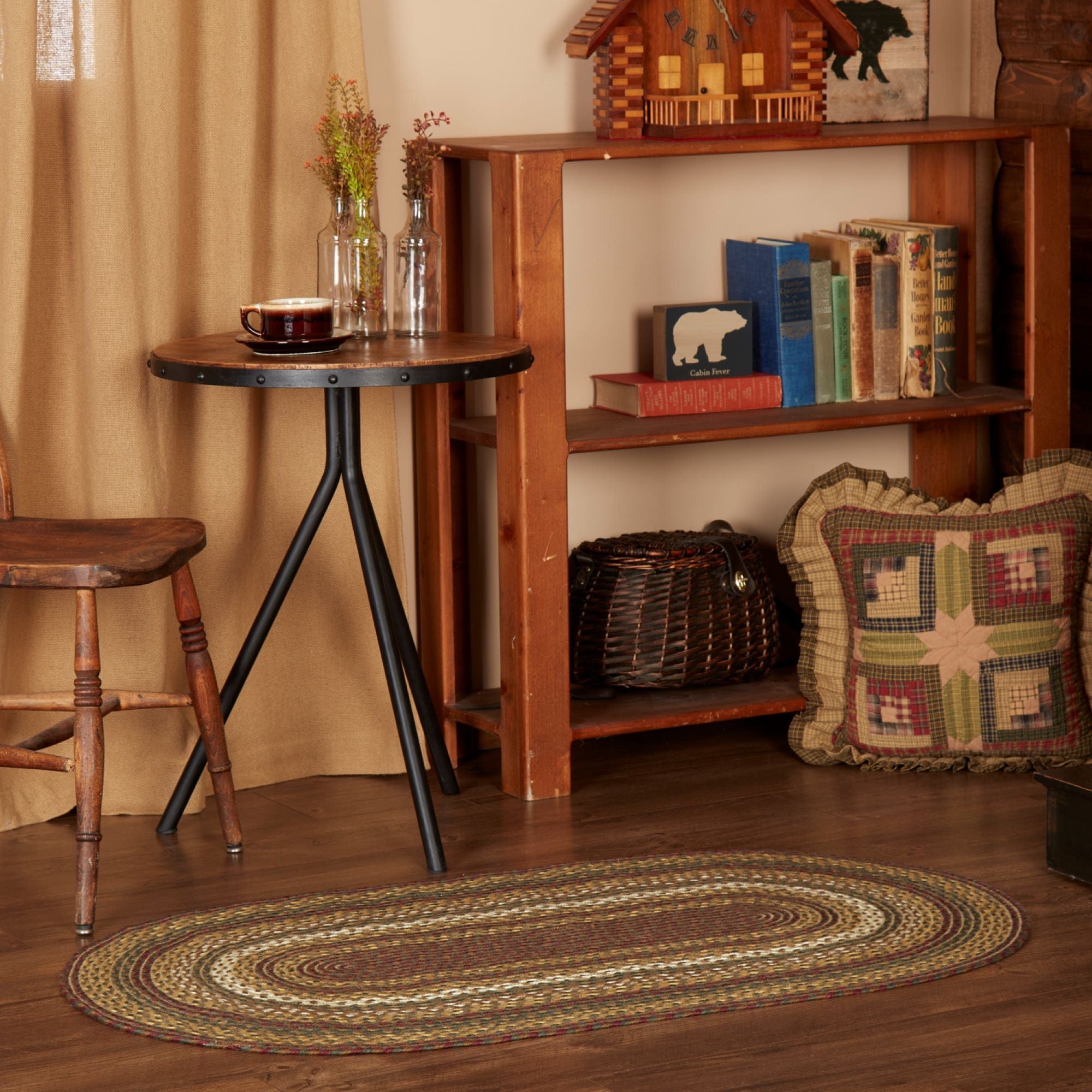 Tea Cabin Braided Oval Rug W/ Pad