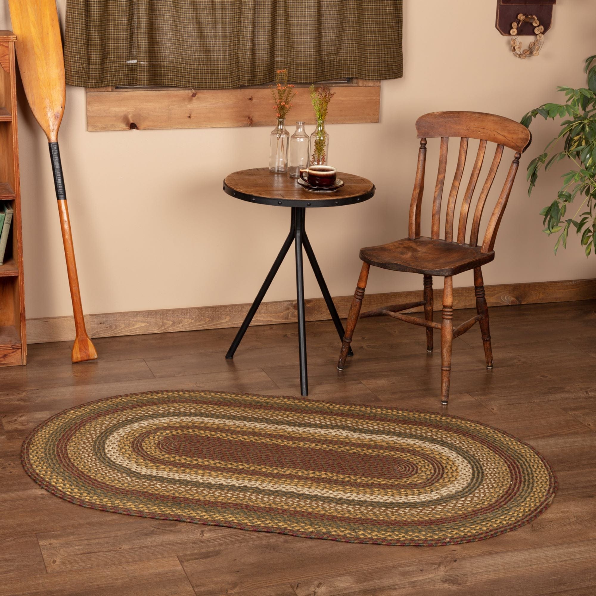 Tea Cabin Braided Oval Rug W/ Pad