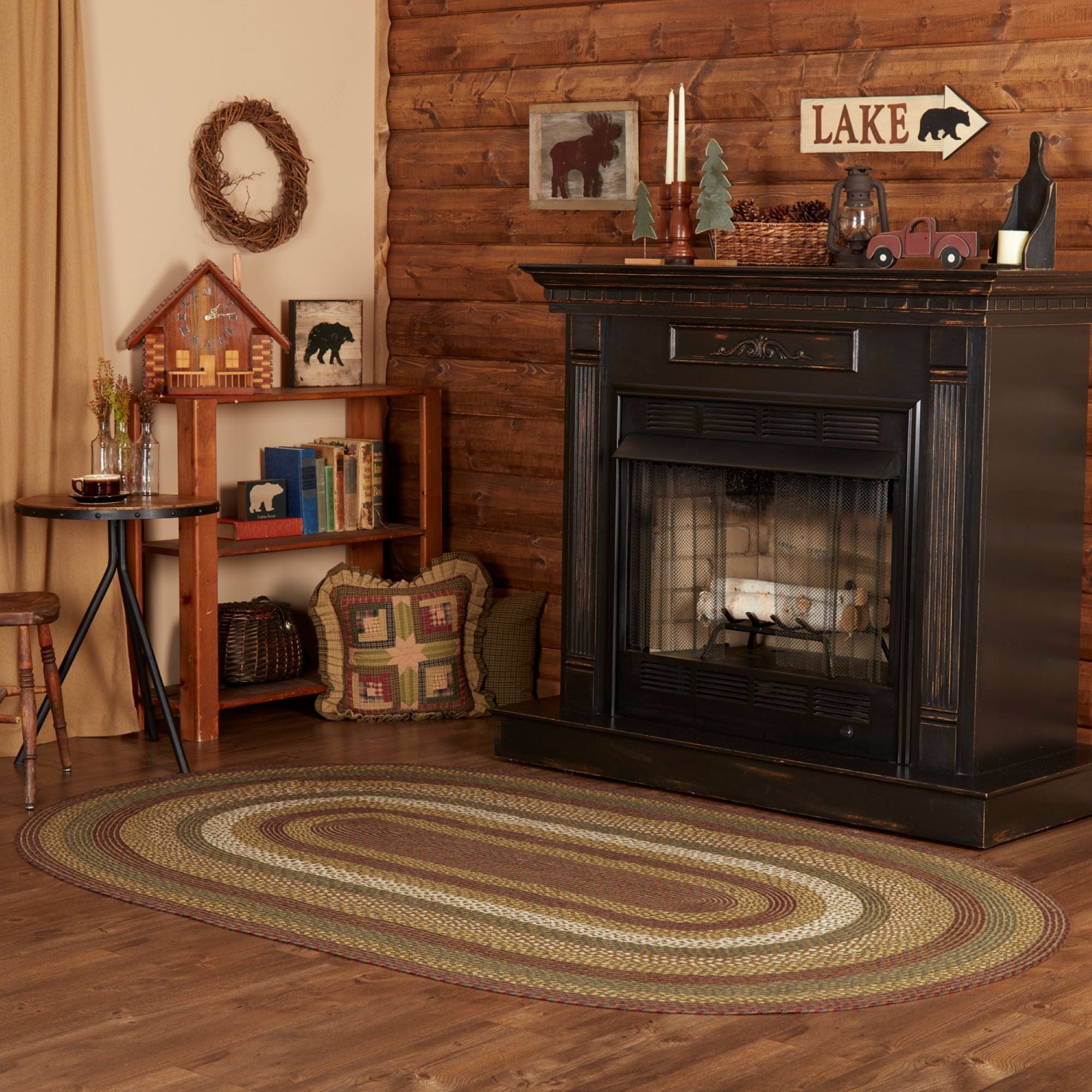 Tea Cabin Braided Oval Rug W/ Pad