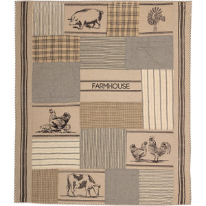 Sawyer Mill Charcoal Farm Animal Quilted Throw / Wallhanging