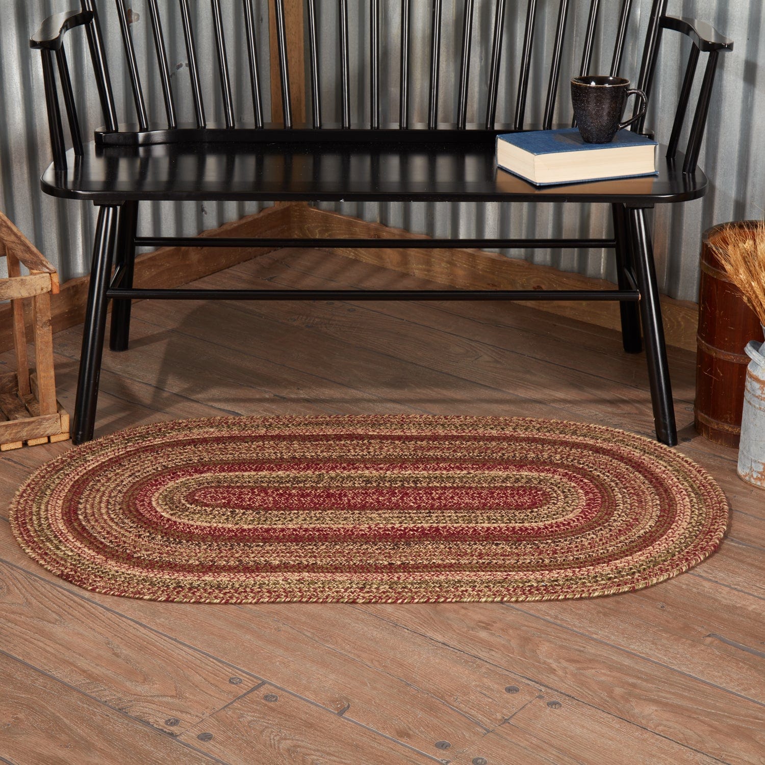 Cider Mill Oval Braided Rug w/ Pad