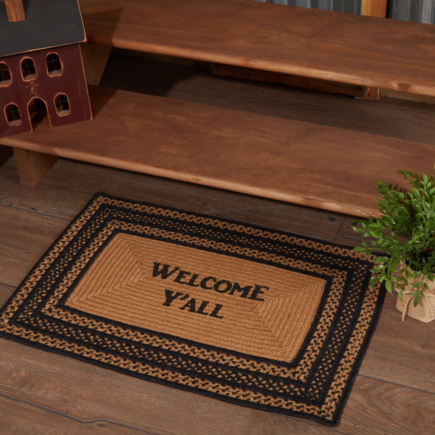 Farmhouse Welcome Y'all Rectangle Rug w/ Pad