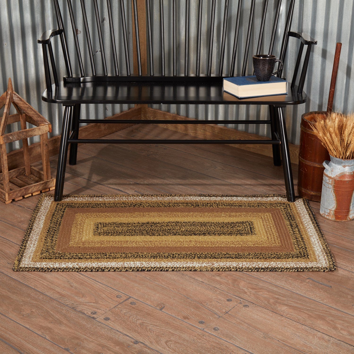 Kettle Grove Rectangle Braided Rug w/ Pad