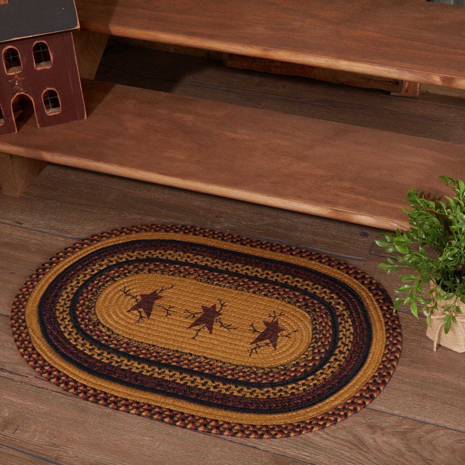 Heritage Farms Star and Pip Jute Rug w/ Pad