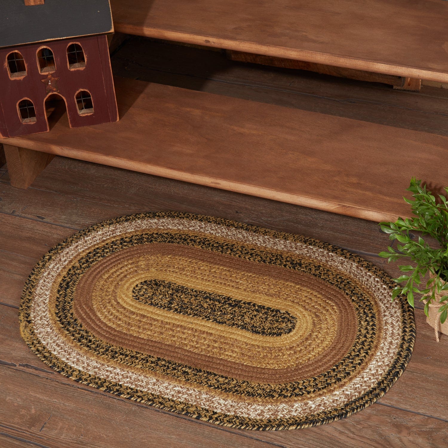 Kettle Grove Oval Braided Rug w/ Pad