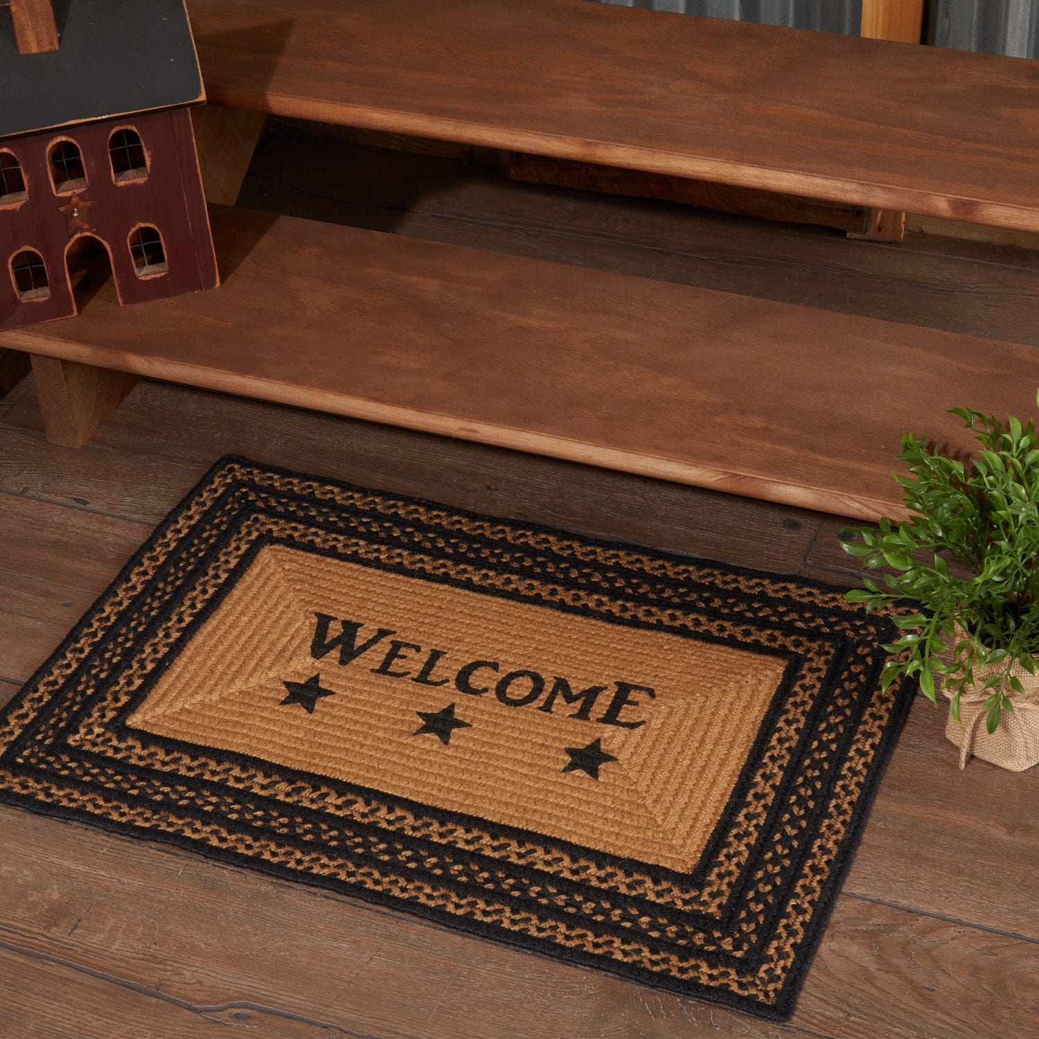 Welcome Rug Foot Farmhouse Rectangle Welcome Rug - Retro Barn Country Linens