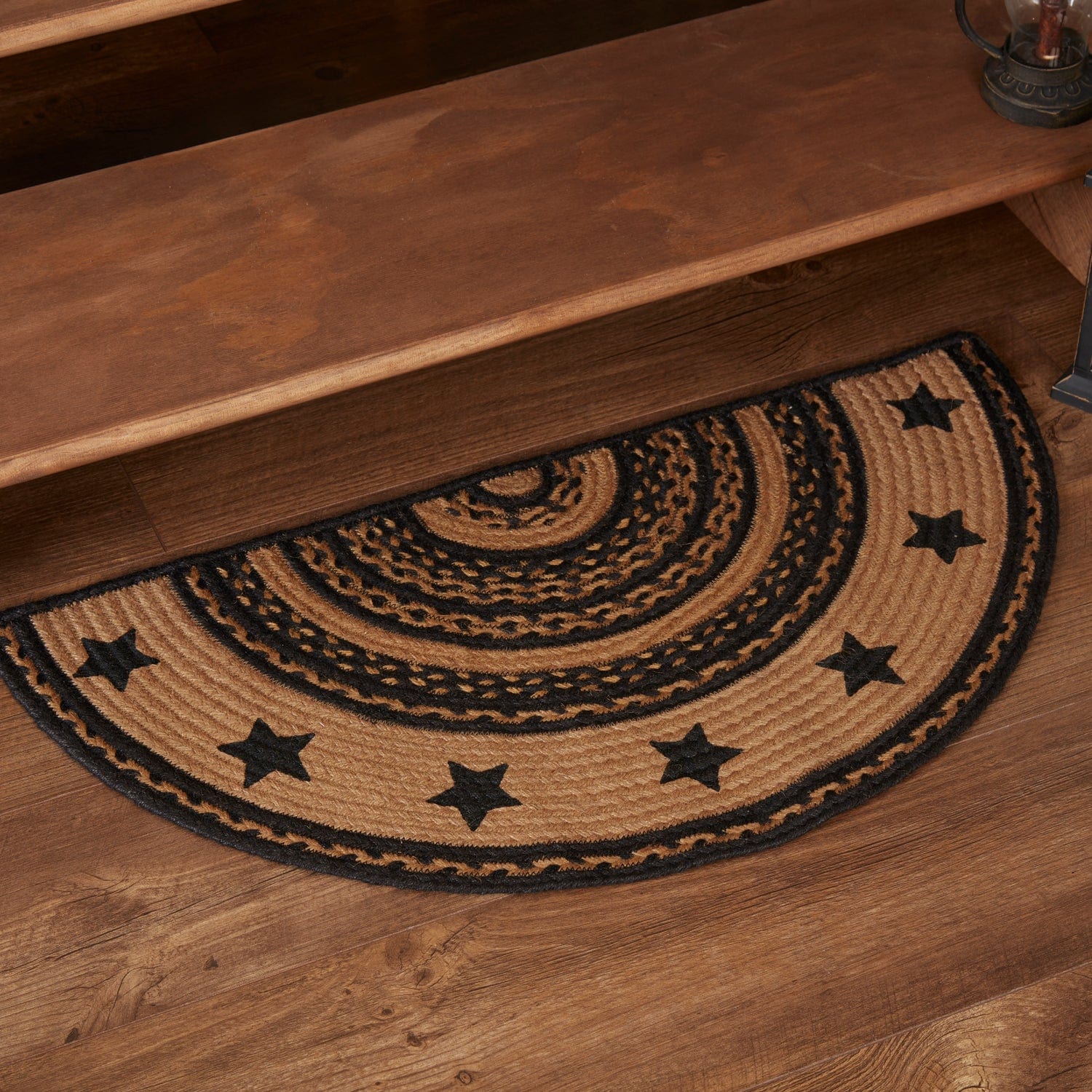 Farmhouse Half Circle Stencil Star Rug w/ Pad