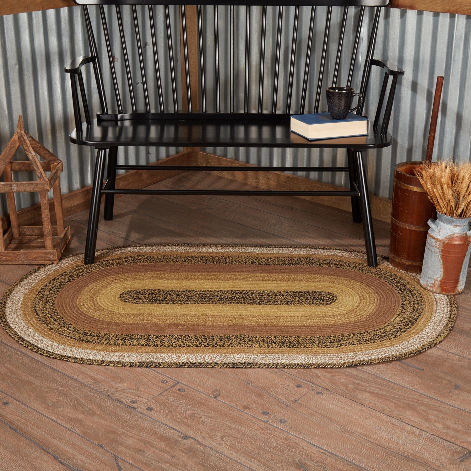 Kettle Grove Oval Braided Rug w/ Pad