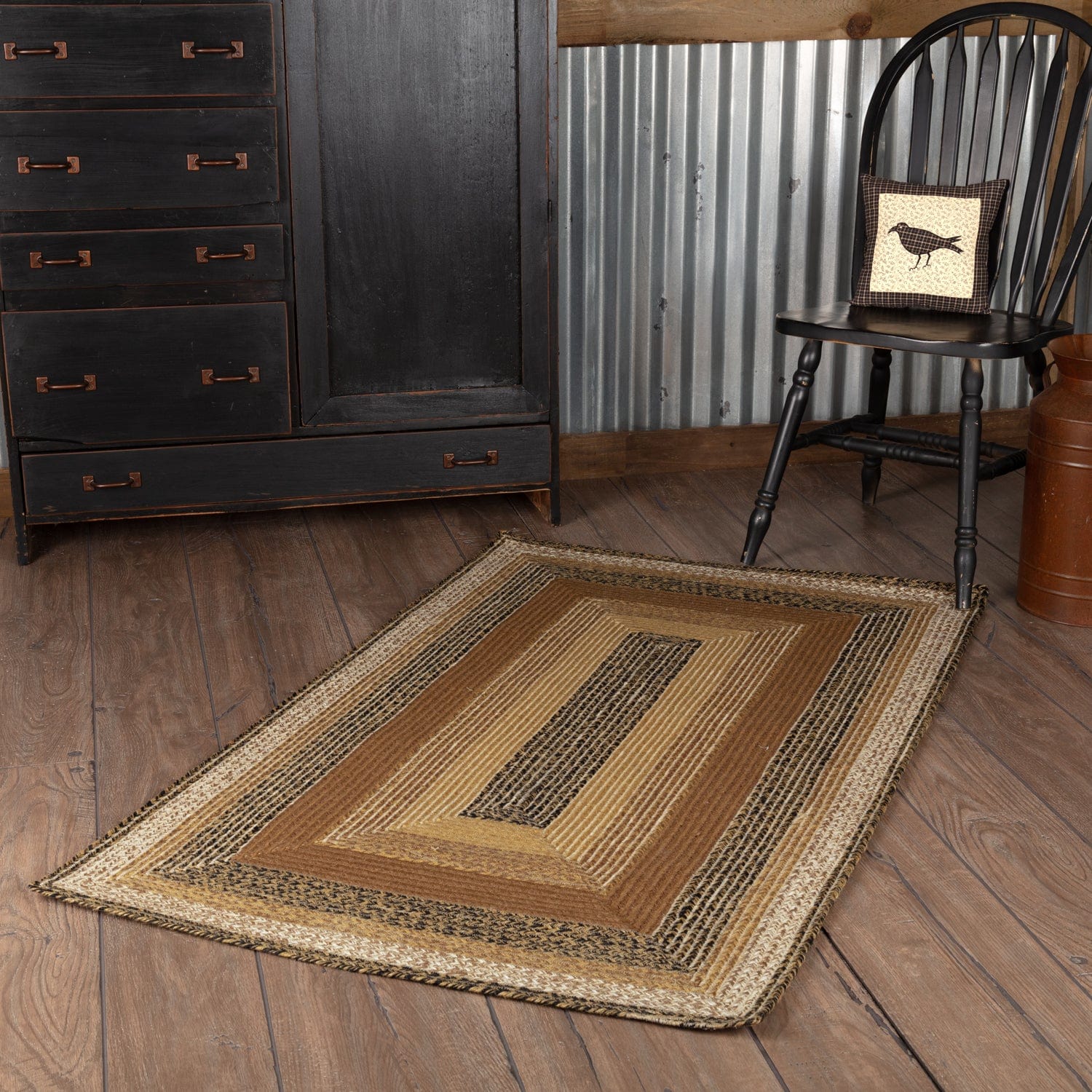 Kettle Grove Rectangle Braided Rug w/ Pad