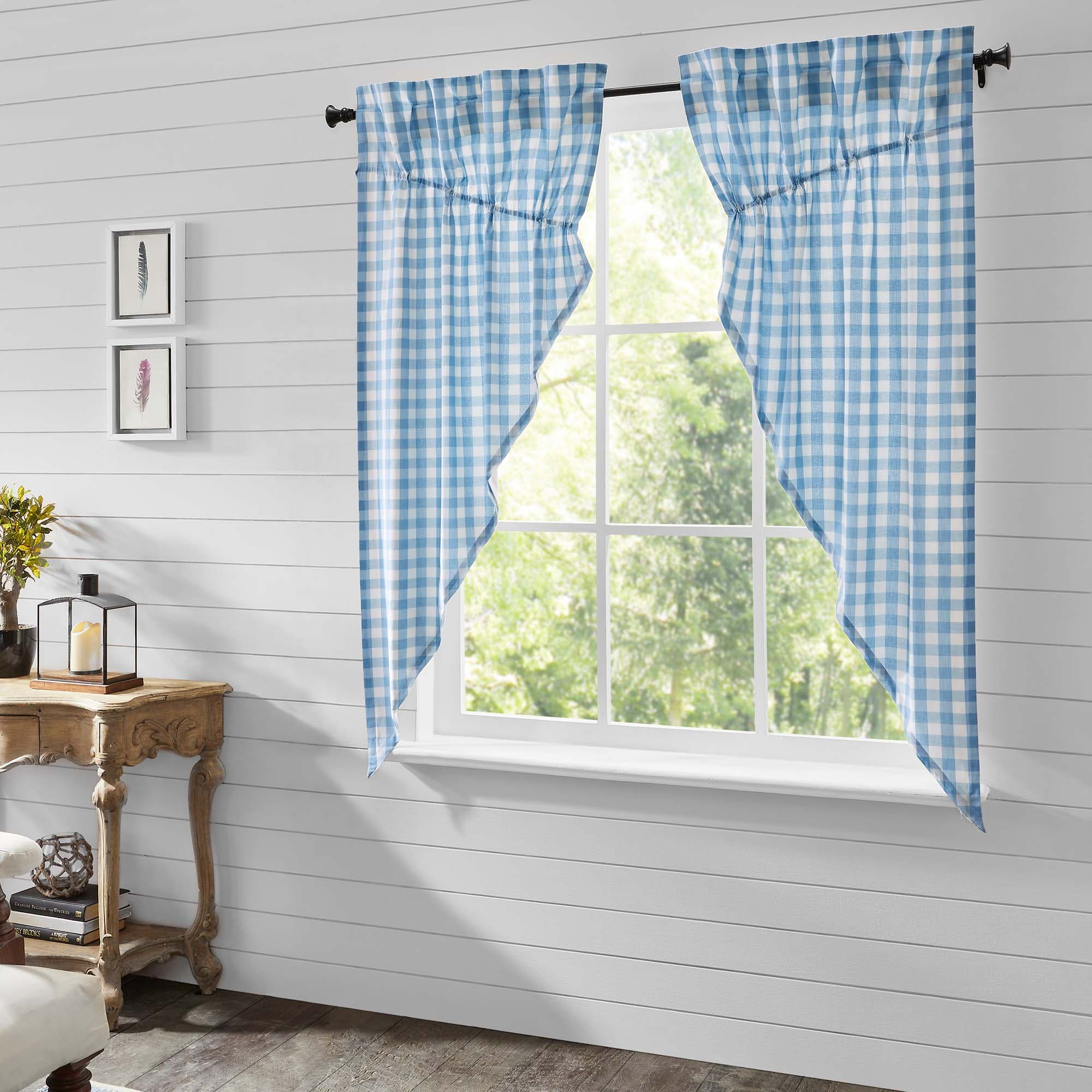 Annie Buffalo Check Prairie Curtain - Blue