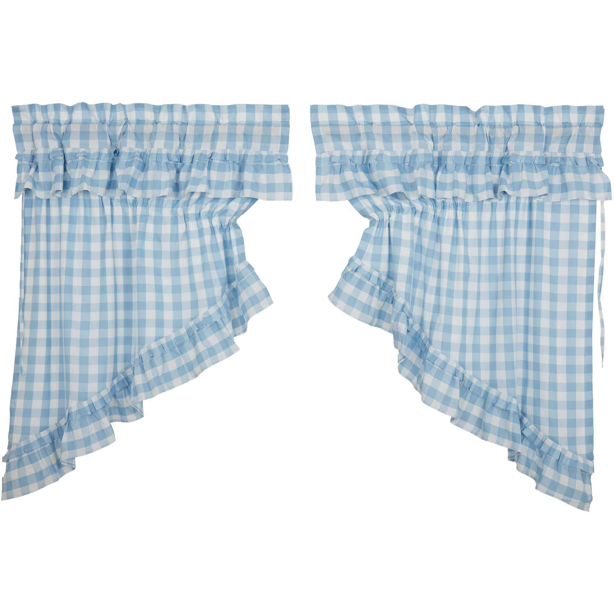 Annie Buffalo Ruffled Prairie Swag - Blue